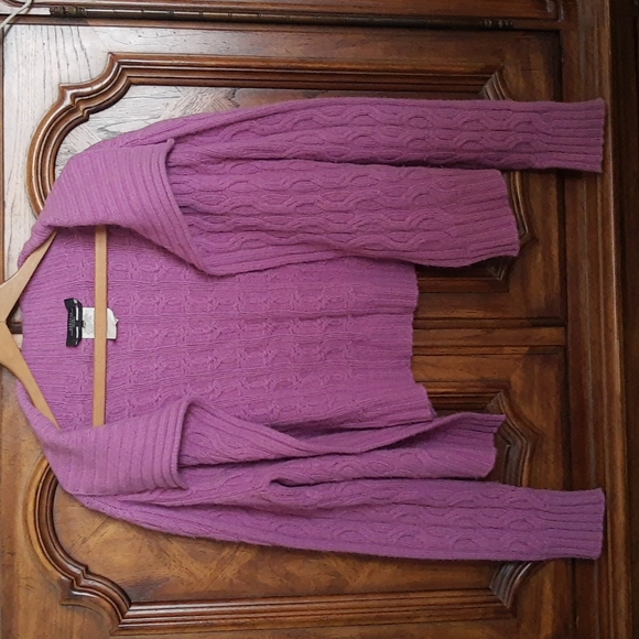 MaxMara Weekend Open Cardigan Sweater Fuschia Wool-Cashmere Blend Size Medium